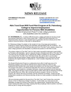 NEWS RELEASE FOR IMMEDIATE RELEASE March 30, 2012 Contact: Lisa Hall[removed]removed]