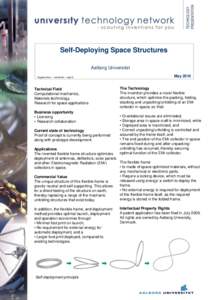 Self-Deploying Space Structures Aalborg Universitet Sagsnummer – ved behov – type 6 Technical Field Computational mechanics,