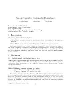 Variadic Templates: Exploring the Design Space Douglas Gregor