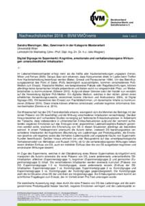 Berufsverband Deutscher Markt- und Sozialforscher e.V. Nachwuchsforscher 2016 – BVM/VMÖ/vsms