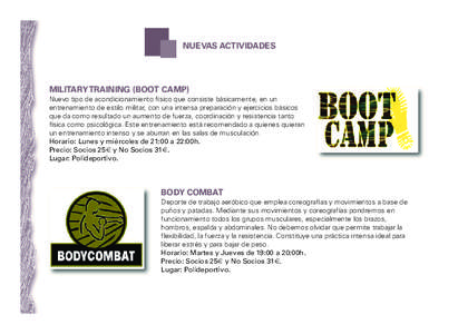 Robledo OTOÑO_Maquetación[removed]:36 Página 18  NUEVAS ACTIVIDADES MILITARY TRAINING (BOOT CAMP) Nuevo tipo de acondicionamiento físico que consiste básicamente, en un