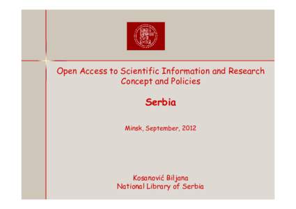 Microsoft PowerPoint[removed]Minsk Unesco OA - Serbia - Minsk 2012.ppt [Compatibility Mode]