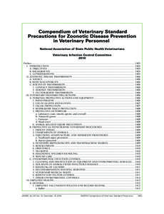 Compendium of Veterinary Standard Precautions for Zoonotic Disease Prevention in Veterinary Personnel National Association of State Public Health Veterinarians Veterinary Infection Control Committee 2010