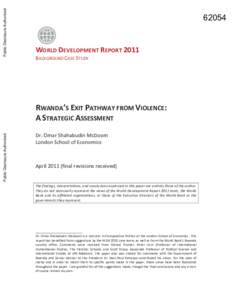 DRAFT: Rwanda Case Study for the World Development Report 2011:  Conflict, Violence, and Development