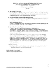 Special Meeting of the Independent Authority of North Chicago Community Unit School District 187 Meeting Minutes - July 31, 2013