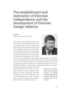 The establishment and restoration of Estonian independence and the