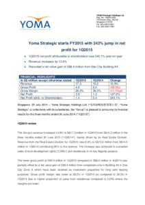 YOMA Strategic Holdings Ltd. Reg. No: 196200185E 78 Shenton Way, #32-00 Singapore[removed]Tel: ([removed]Fax: ([removed]