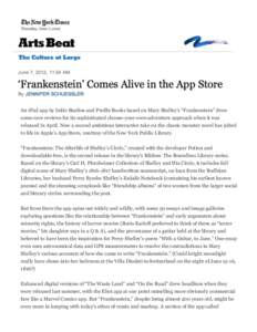 An iPad app by Inkle Studios and Profile Books based on Mary Shelley’s “Frankenstein” drew some rave reviews for its sophisticated choose-your-own-adventure approach when it was released in April. Now a second ambi