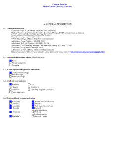 Common Data Set Montana State University, Fall 2012