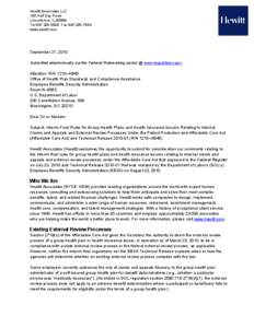 Hewitt Associates LLC 100 Half Day Road Lincolnshire, IL[removed]Tel[removed]Fax[removed]www.hewitt.com