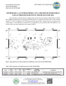 RED SISMICA DE PUERTO RICO  Universidad de Puerto Rico Recinto de Mayagüez Departamento de Geología