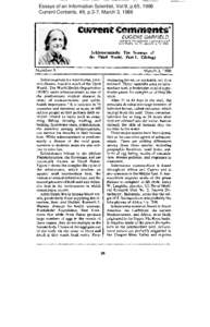 Essays of an Information Scientist, Vol:9, p.65, 1986 Current Contents, #9, p.3-7, March 3, 1986 Eurfent comments” EUGENE GARFIELD INSTITUTE