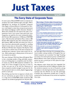 The ITEP & CTJ Newsletter  Spring 2014 The Sorry State of Corporate Taxes In recent years, CTJ and ITEP ’s work on corporate tax