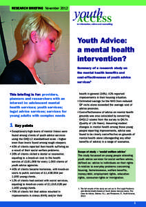 RESEARCH BRIEFING Novemberyouth ACCESS  to information, advice and counselling