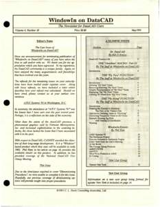 Windowln on DataCAD The Newsletter for DataCAD Users May1991 Price $8.00