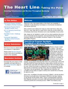 The Heart Line : Taking the Pulse Covering Volunteerism and Service Throughout Kentucky July-August 2011 Edition  Shannon L. Ramsey, Editor