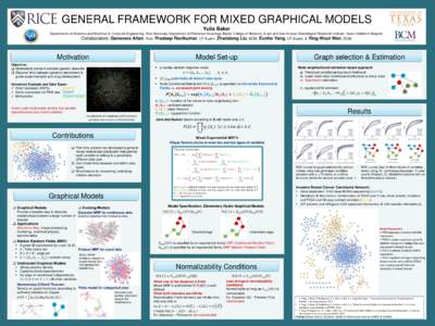 GENERAL FRAMEWORK FOR MIXED GRAPHICAL MODELS Yulia Baker Departments of Statistics and Electrical & Computer Engineering, Rice University, Department of Pediatrics-Neurology, Baylor College of Medicine, & Jan and Dan Dun