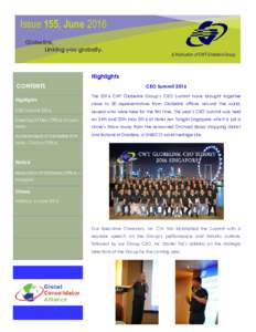 Issue 155, June 2016 Globelink, Linking you globally. A Publication of CWT Globelink Group