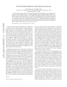 First-Principles Method for Open Electronic Systems Xiao Zheng and GuanHua Chen∗ Department of Chemistry, The University of Hong Kong, Hong Kong, China (Dated: September 29, arXiv:physicsv1 4 Feb 2005