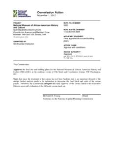 Commission Action November 1, 2012 PROJECT  NCPC FILE NUMBER