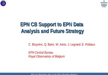 ROB  EPN CB Support to EPN Data Analysis and Future Strategy C. Bruyninx, Q. Baire, W. Aerts, J. Legrand, E. Pottiaux EPN Central Bureau
