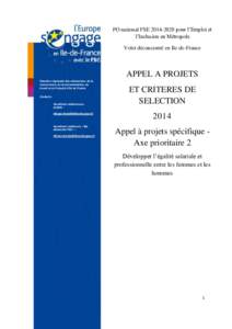 PO national FSEpour l’Emploi et l’Inclusion en Métropole Volet déconcentré en Ile-de-France APPEL A PROJETS Direction régionale des entreprises, de la