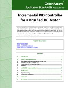 GreenArrays  ® AN016 Incremental PID Controller for a Brushed DC Motor