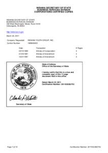 Filing / Government / Government of Indiana / Secretary of State of Indiana / Indiana