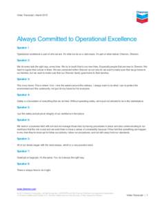 Always Committed to Operational Excellence