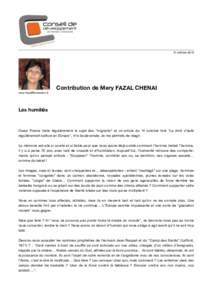 21 octobreContribution de Mery FAZAL CHENAI   Les humiliés