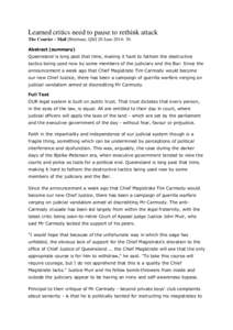 Learned critics need to pause to rethink attack The Courier - Mail [Brisbane, Qld] 20 June 2014: 30. Abstract (summary) Queensland is long past that time, making it hard to fathom the destructive tactics being used now b