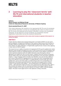 2  Learning to play the ‘classroom tennis’ well: IELTS and international students in teacher education