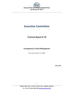 Consejo Federal de Responsabilidad Fiscal -Ley Nacional Nº [removed]Executive Committee  Technical Report N° 40
