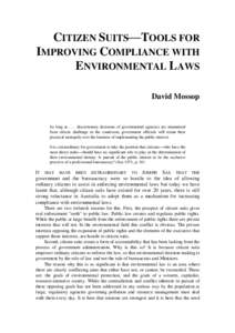 Citizen suits : tools for improving compliance with environmental laws (in: Environmental crime : proceedings of a conference held 1-3 September 1993, Hobart)