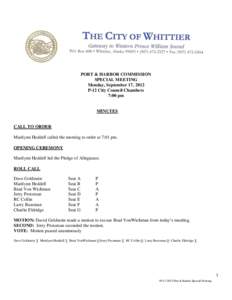 PORT & HARBOR COMMISSION SPECIAL MEETING Monday, September 17, 2012 P-12 City Council Chambers 7:00 pm