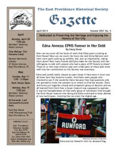 The East Providence Historical Society  Gazette April[removed]April