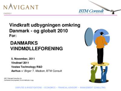 ENERGY  Vindkraft udbygningen omkring Danmark - og globalt 2010 For: