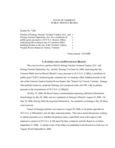 Vernon /  Vermont / Vermont / Energy in the United States / Entergy / Vermont Yankee Nuclear Power Plant