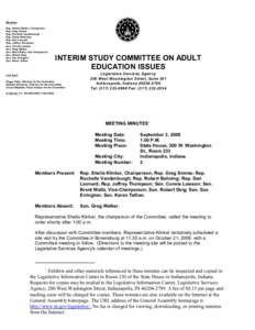 Members Rep. Sheila Klinker, Chairperson Rep. Greg Simms Rep. Rochelle Vandenburgh Rep. Robert Behning Rep. Dan Leonard