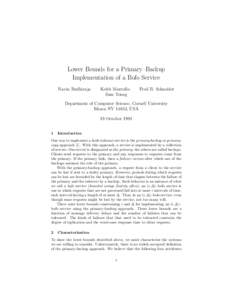 Lower Bounds for a Primary–Backup Implementation of a Bofo Service Navin Budhiraja Keith Marzullo Sam Toueg