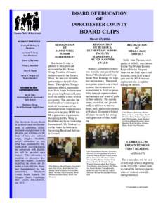 BOARD OF EDUCATION OF DORCHESTER COUNTY BOARD CLIPS