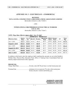 CBI – COMMERCIAL - ELECTRICIANS APPENDIX NO. 3  JULY 1, JUNE 30, 2017 APPENDIX NO. 3 - ELECTRICIANS – COMMERCIAL BETWEEN