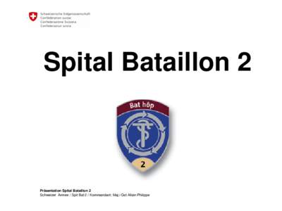INTERNE  Spital Bataillon 2 Präsentation Spital Bataillon 2 Schweizer Armee / Spit Bat 2 / Kommandant: Maj i Gst Allain Philippe