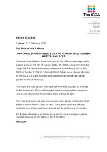 PRESS RELEASE Issued: 21st February 2012 For Immediate Release