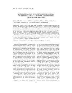 2005. The Journal of Arachnology 33:797–812  DESCRIPTIONS OF TWO NEW SPIDER GENERA