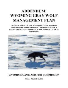 ADDENDUM: WYOMING GRAY WOLF MANAGEMENT PLAN CLARIFICATION OF THE WYOMING GAME AND FISH COMMISSION’S COMMITTMENT TO MANAGE FOR A RECOVERED AND SUSTAINABLE WOLF POPULATION IN