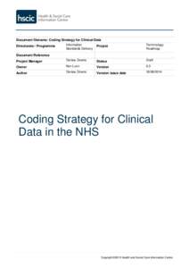 Document filename: Coding Strategy for Clinical Data Information Standards Delivery Project