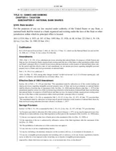 12 USC 548 NB: This unofficial compilation of the U.S. Code is current as of Jan. 4, 2012 (see http://www.law.cornell.edu/uscode/uscprint.html). TITLE 12 - BANKS AND BANKING CHAPTER 4 - TAXATION SUBCHAPTER III - NATIONAL