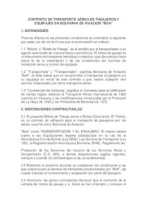 CONTRATO DE TRANSPORTE AÉREO DE PASAJEROS Y EQUIPAJES EN BOLIVIANA DE AVIACION 