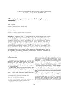 INTERNATIONAL JOURNAL OF GEOMAGNETISM AND AERONOMY VOL. 2, NO. 3, PAGES 209–224, DECEMBER 2001 Effects of geomagnetic storms on the ionosphere and atmosphere A. D. Danilov